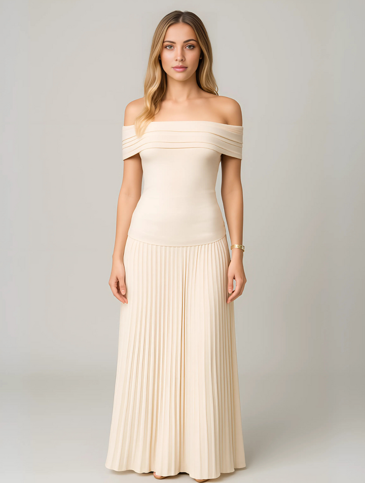 Ophyra | Women's Off-Shoulder Pleated Maxi Dress