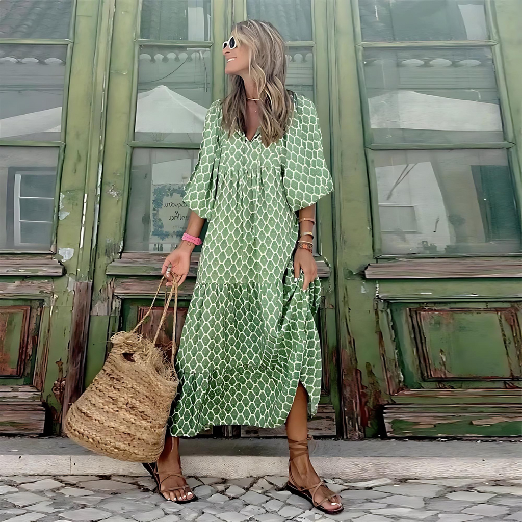 Belphoebe | Women's Polka Dot High-Low Maxi Dress