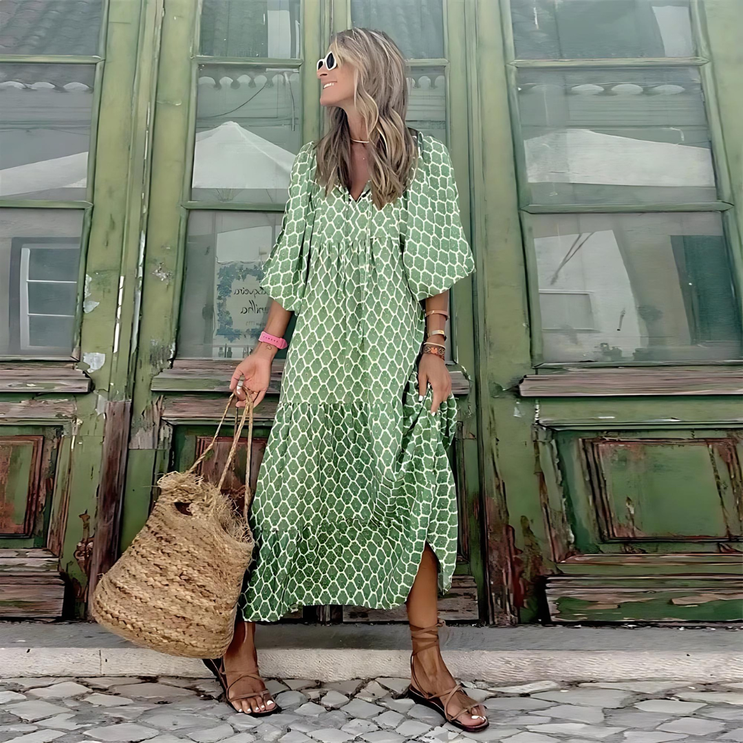 Belphoebe | Women's Polka Dot High-Low Maxi Dress
