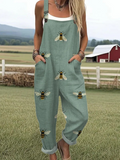 Valdis | Women's Casual Bee-Print Slouchy Dungaree
