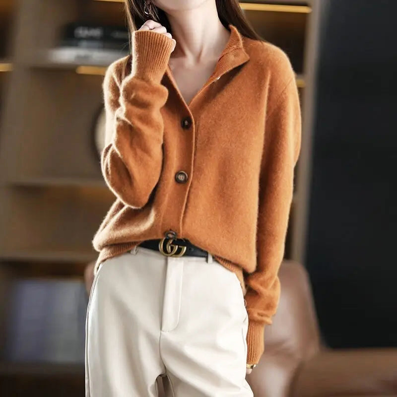 Niamh | Women's Collared Button-Front Knit Cardigan