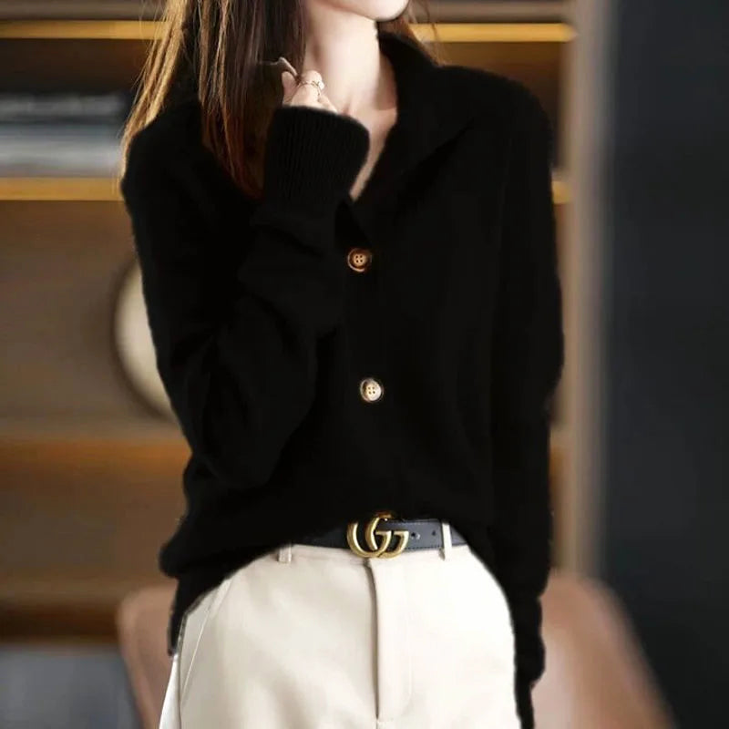 Niamh | Women's Collared Button-Front Knit Cardigan