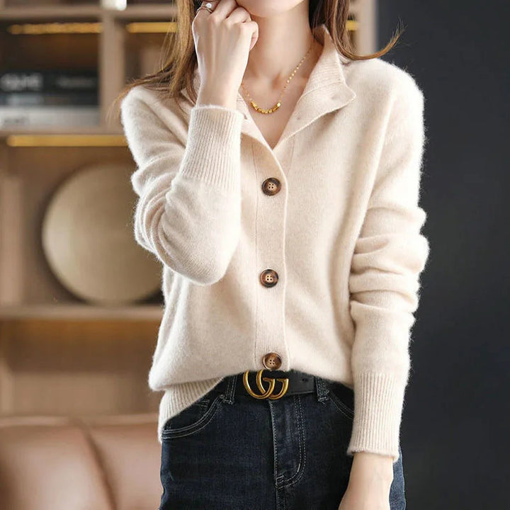 Niamh | Women's Collared Button-Front Knit Cardigan