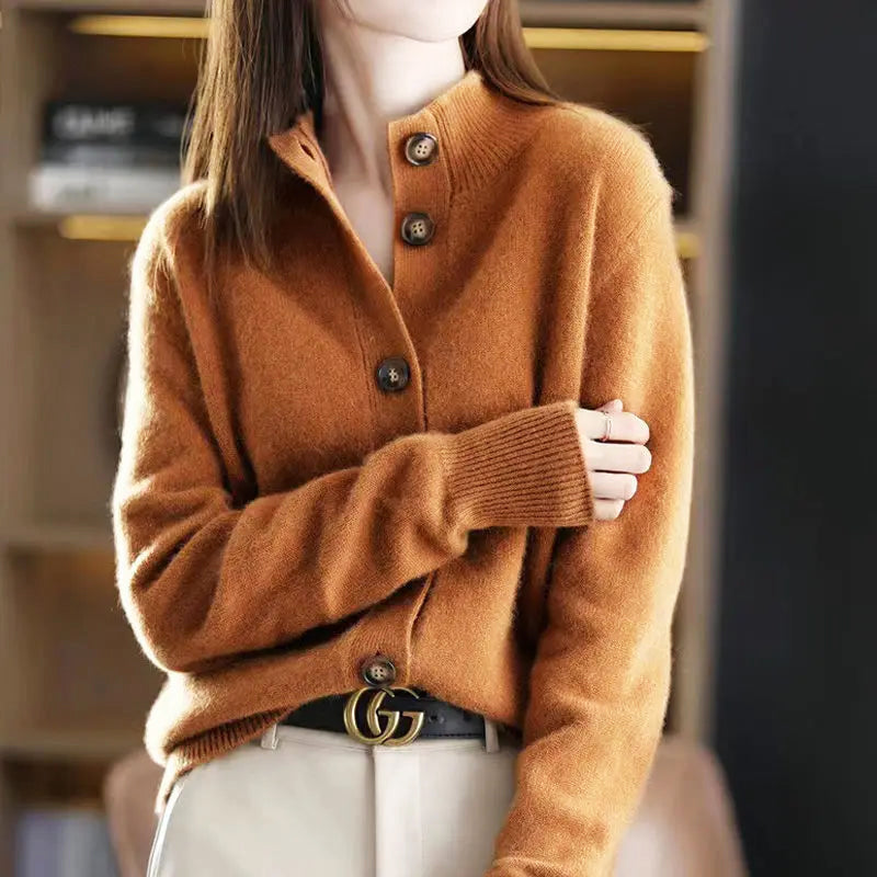 Niamh | Women's Collared Button-Front Knit Cardigan