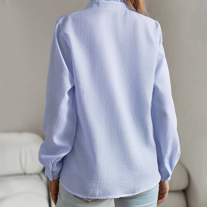 Mireille | Women's Chic Ruffle-Trim Button-Up Shirt