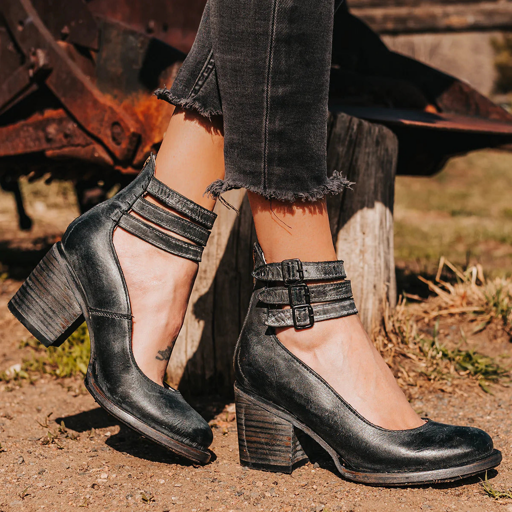 Fionnala | Women's Strappy Double Buckle Ankle Strap Heels