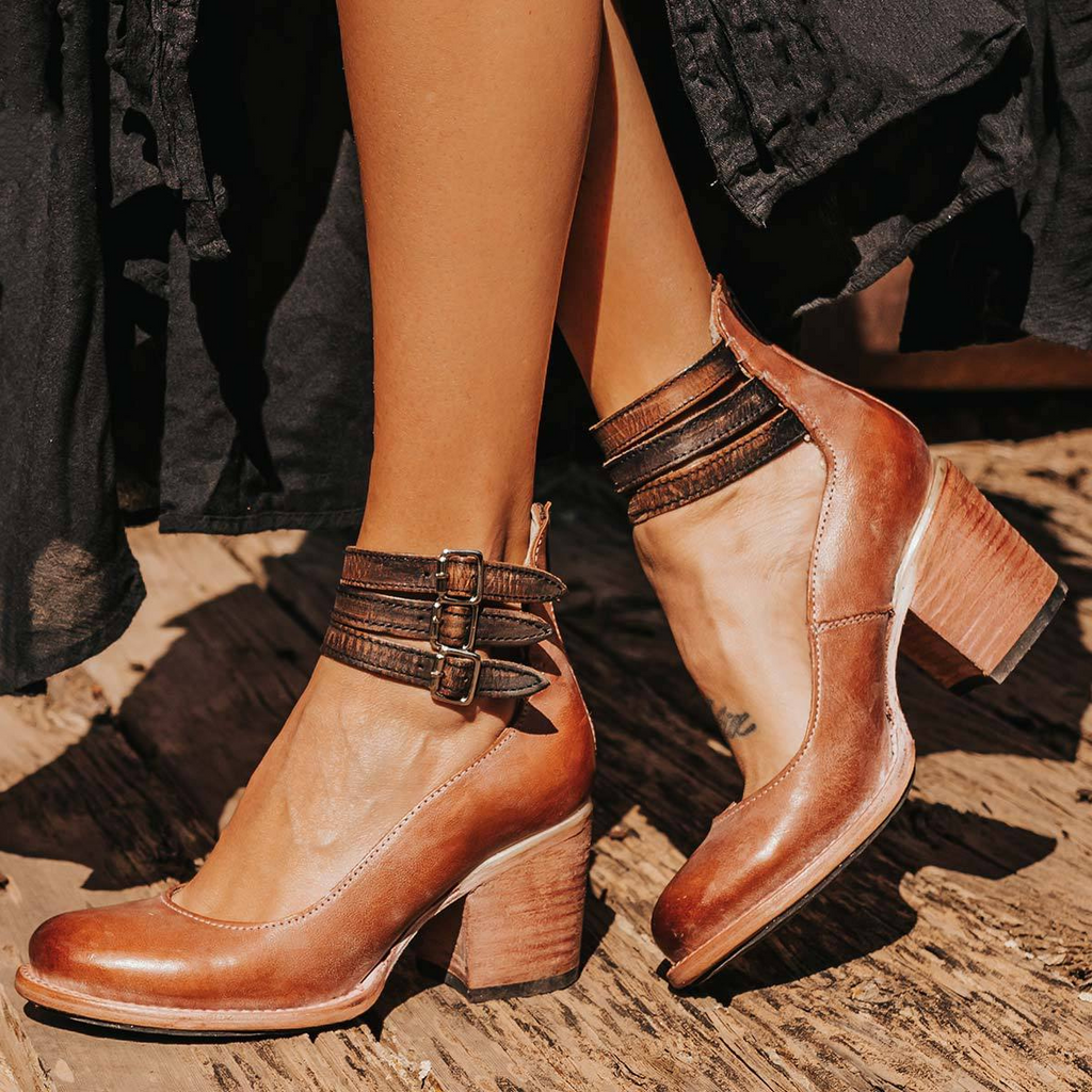Fionnala | Women's Strappy Double Buckle Ankle Strap Heels