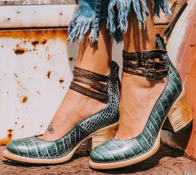 Fionnala | Women's Strappy Double Buckle Ankle Strap Heels