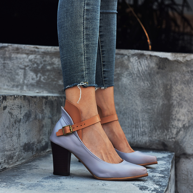 Vaelis | Women's Elegant Block Heel Strap Pumps