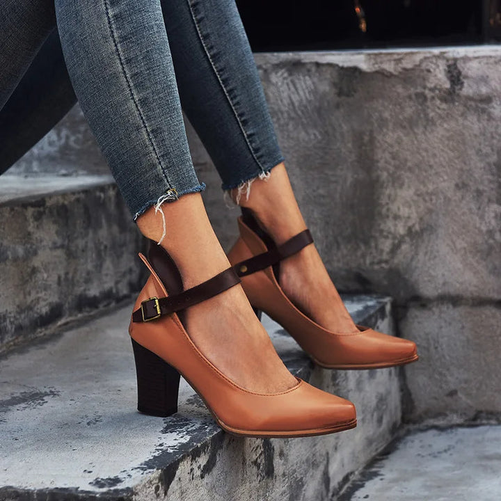 Vaelis | Women's Elegant Block Heel Strap Pumps