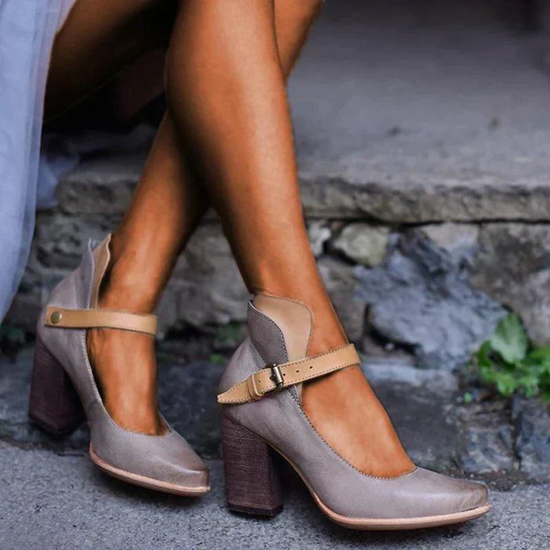Vaelis | Women's Elegant Block Heel Strap Pumps