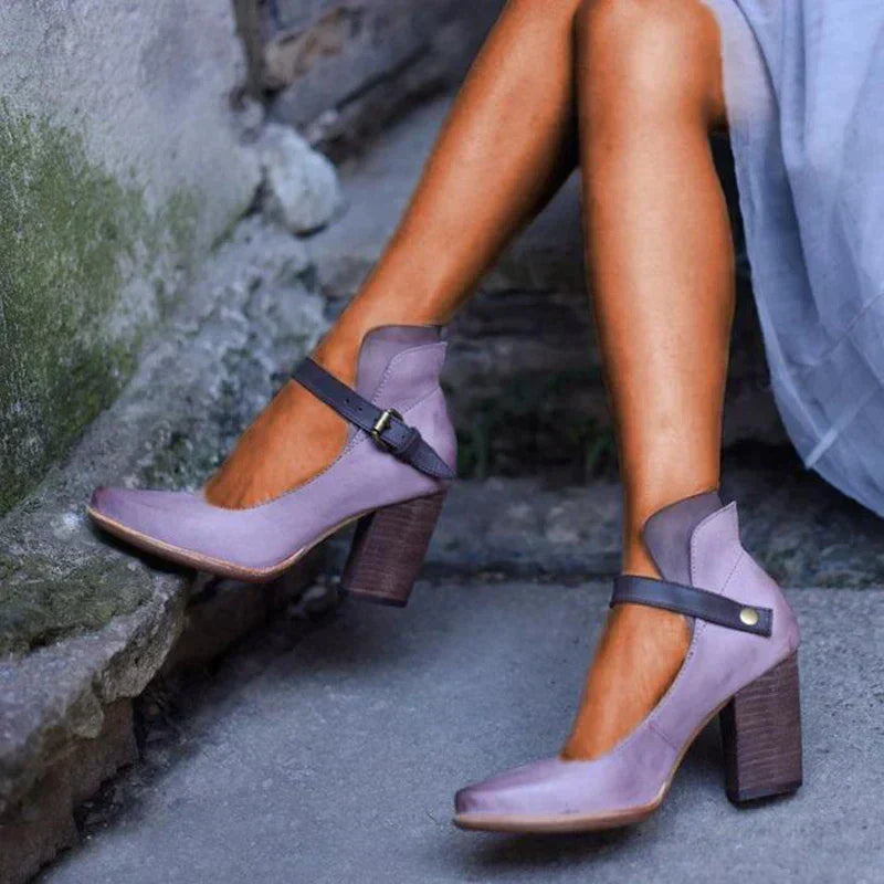 Vaelis | Women's Elegant Block Heel Strap Pumps