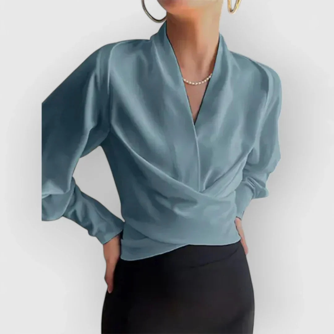 Elsin | Women's Elegant Wrap Puff Sleeve Blouse
