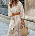 Ondine | Women's Boho Print Belted Midi Dress