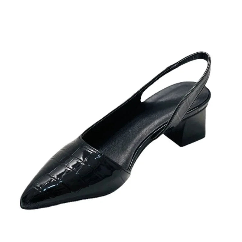 Calyx | Women's Crocodile Pattern Block Heeled Sandals