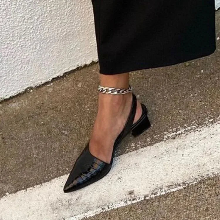 Calyx | Women's Crocodile Pattern Block Heeled Sandals