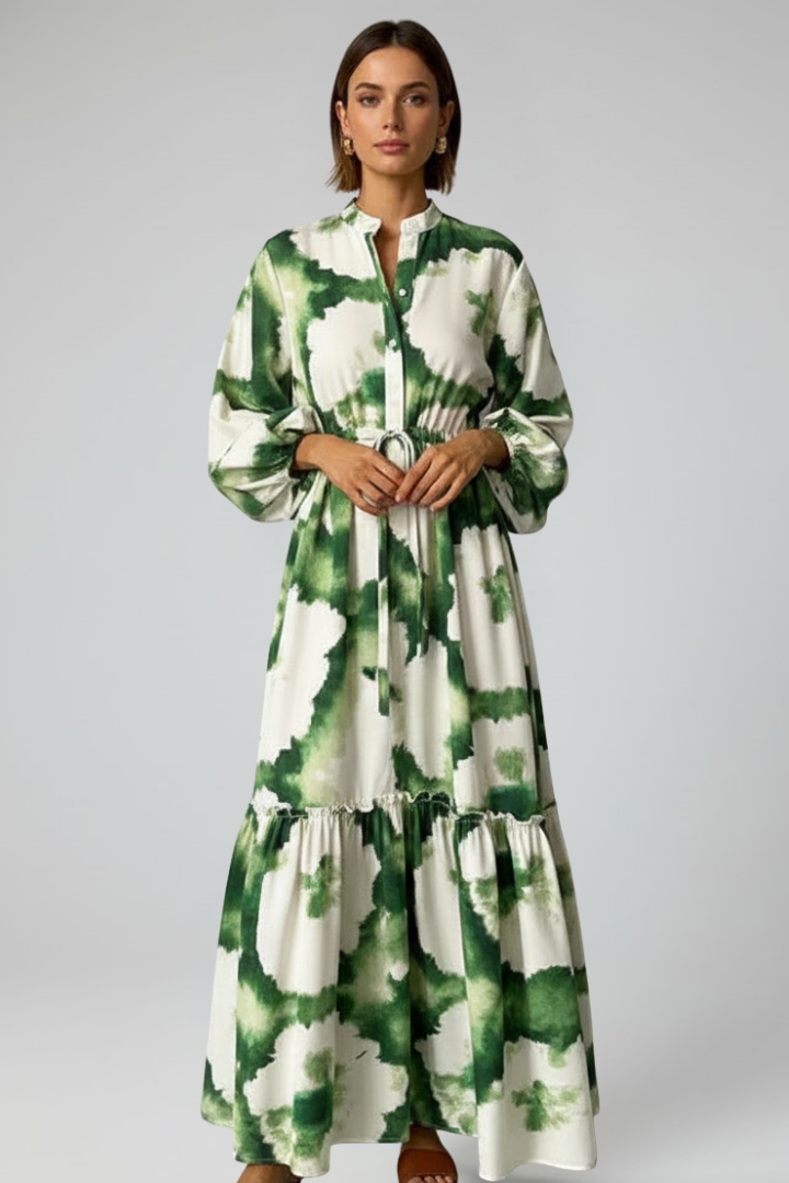 Penelope | Women's Printed Tiered Long Sleeve Maxi Dress
