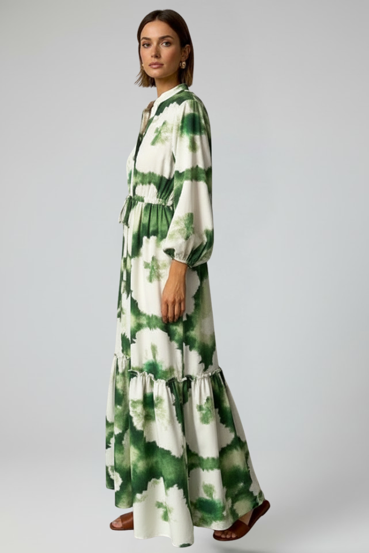 Penelope | Women's Printed Tiered Long Sleeve Maxi Dress