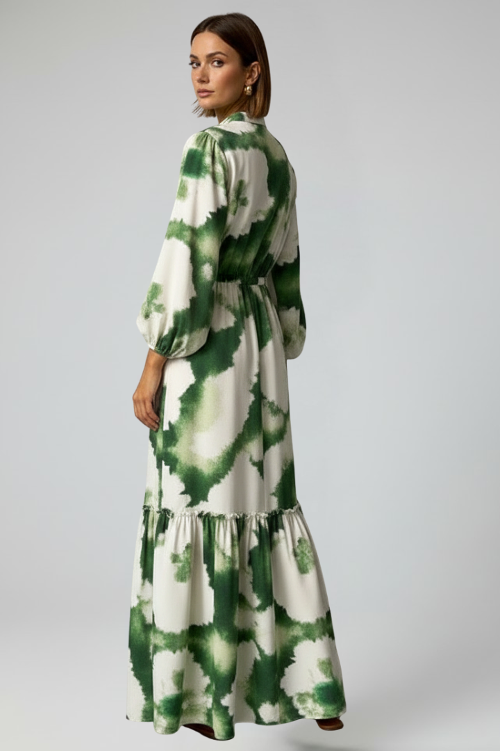 Penelope | Women's Printed Tiered Long Sleeve Maxi Dress