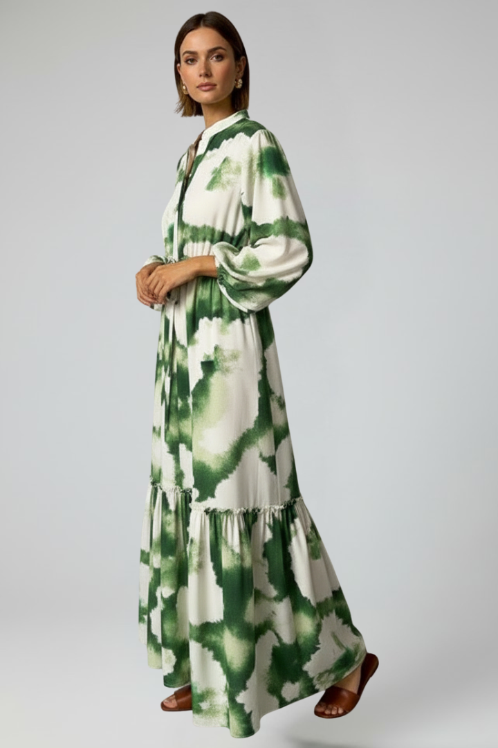 Penelope | Women's Printed Tiered Long Sleeve Maxi Dress