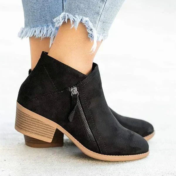 Honoria | Women's Side-Zip Block Heel Ankle Boots