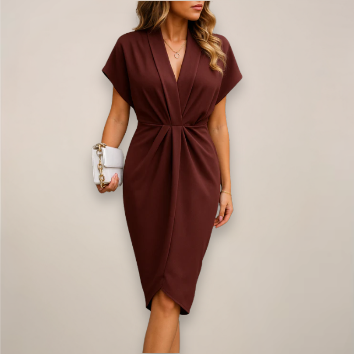 Tabitha | Women's Elegant Wrap V-Neck Midi Dress