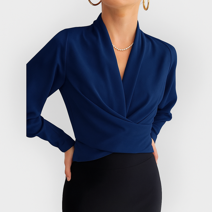 Elsin | Women's Elegant Wrap Puff Sleeve Blouse