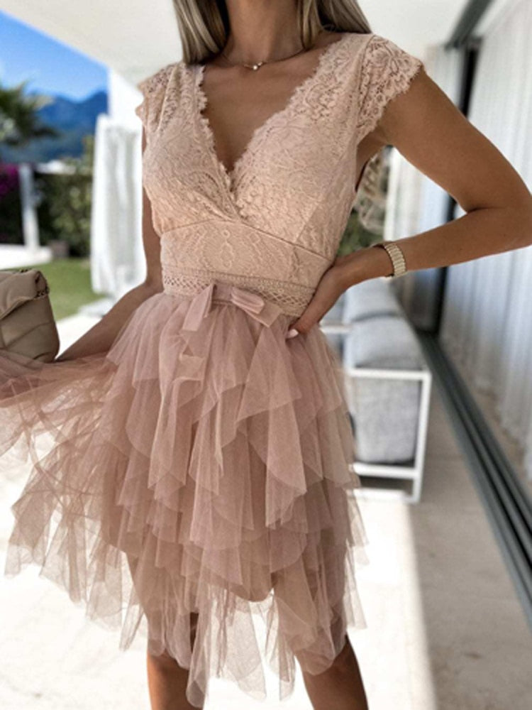 Zyneth | Women's Lace Ruffle Summer Dress