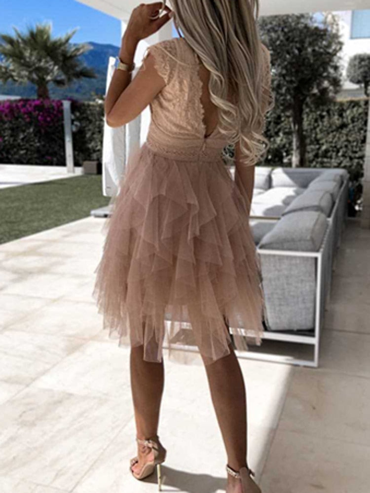 Zyneth | Women's Lace Ruffle Summer Dress