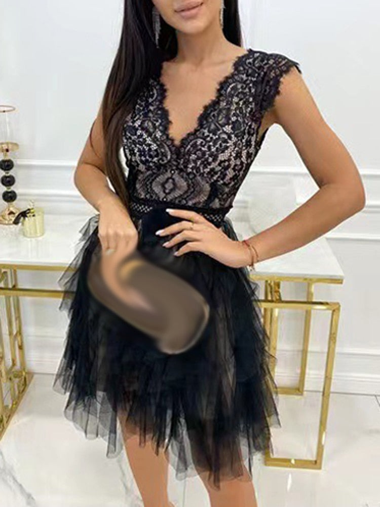 Zyneth | Women's Lace Ruffle Summer Dress