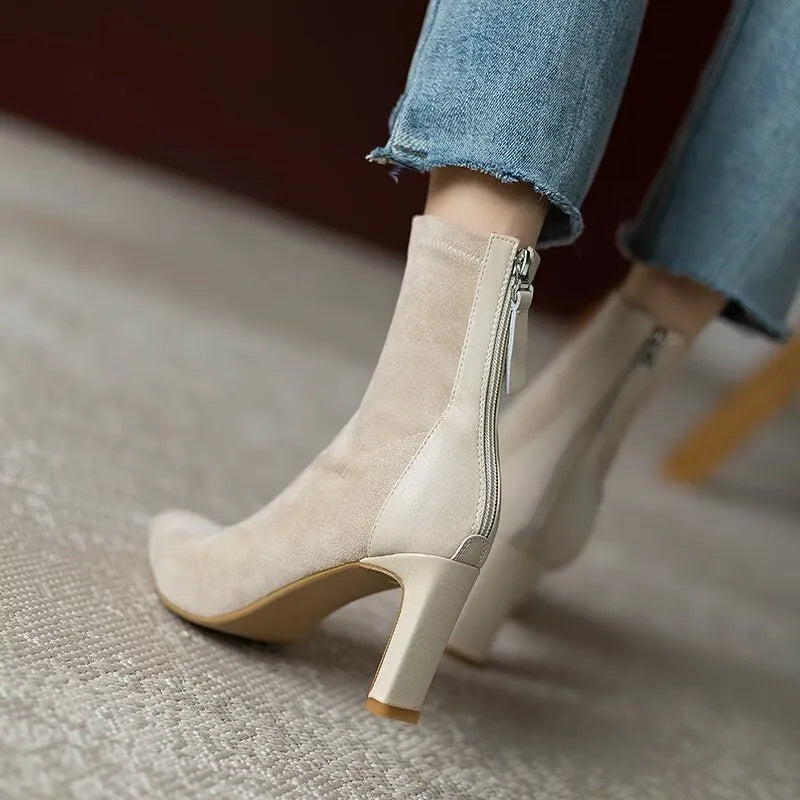 Dolores | Women's Elegant Pointed Toe Heeled Ankle Boots