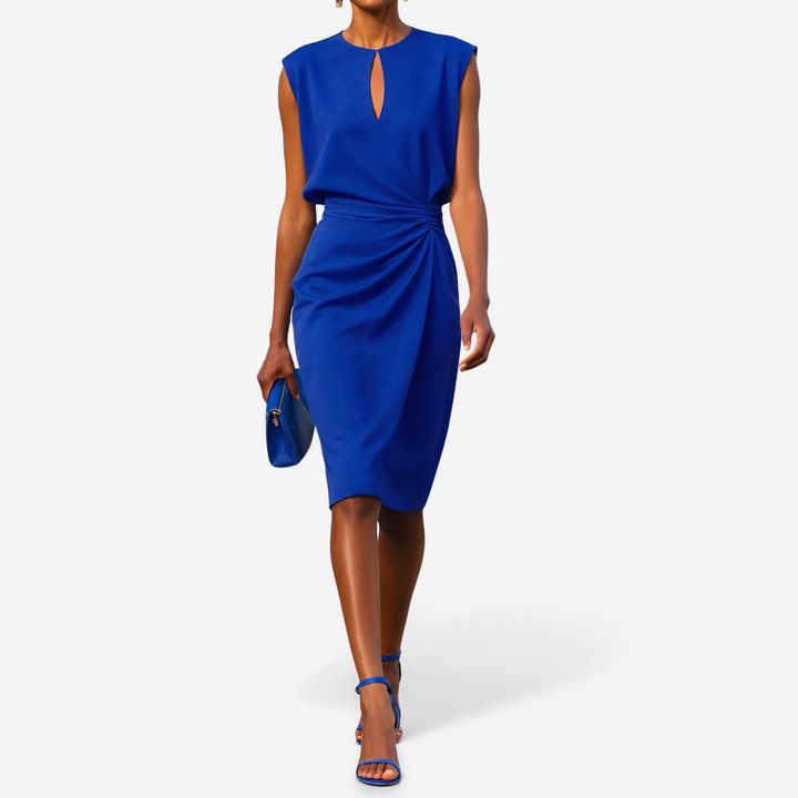 Ulyana | Women's Elegant Keyhole Ruched Midi Dress