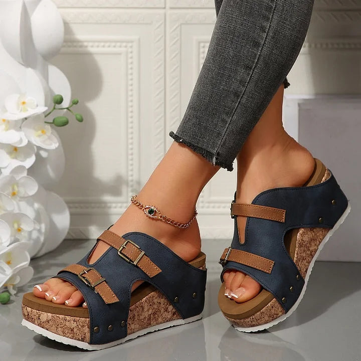 Xiomara | Women's Orthopedic Buckle Wedge Sandals
