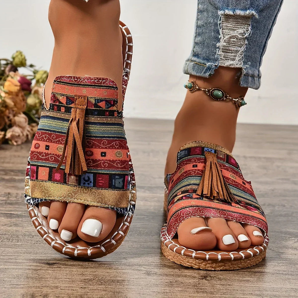 Fionnuala | Women's Boho Tassel Slide Sandals
