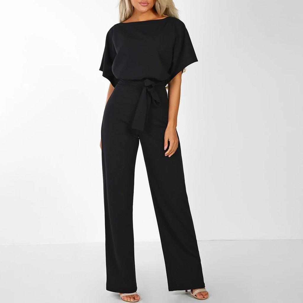 Ylva | Women's Elegant Belted Wide Leg Jumpsuit