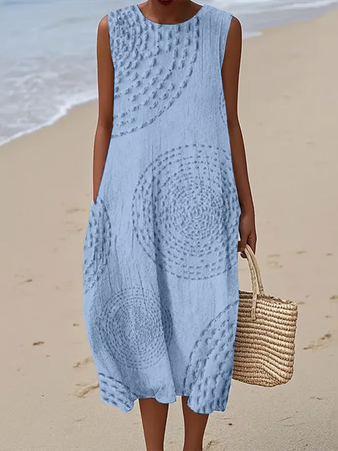 Zephyrine | Women's Casual Circle-Texture Maxi Beach Dress
