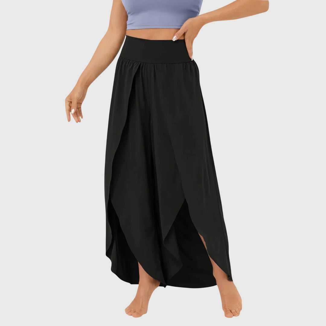 Harielle | Women's Flowy Wide Leg Split Hem Pants