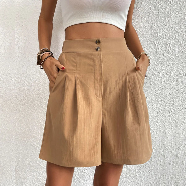 Celestia | Women's High-Waist Pleated Wide-Leg Shorts