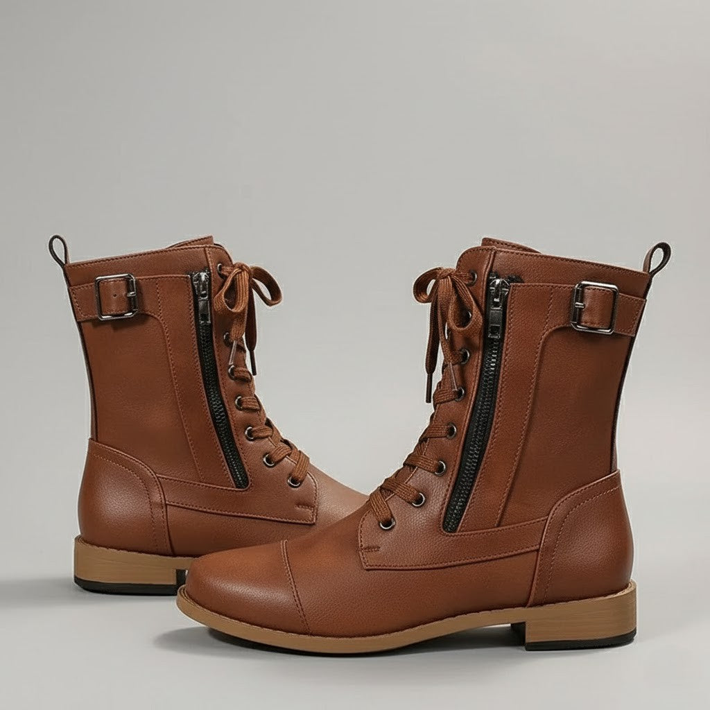 Faerelle | Women's Lace-Up Side Zip Ankle Boots