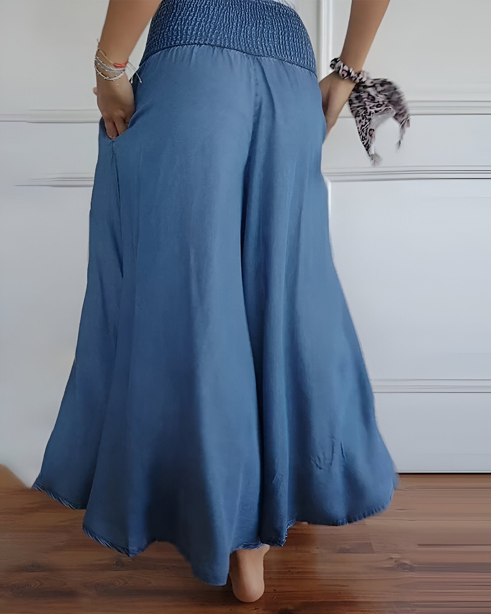 Odette | Women's Smocked Elastic-Waist Wide-Leg Pants