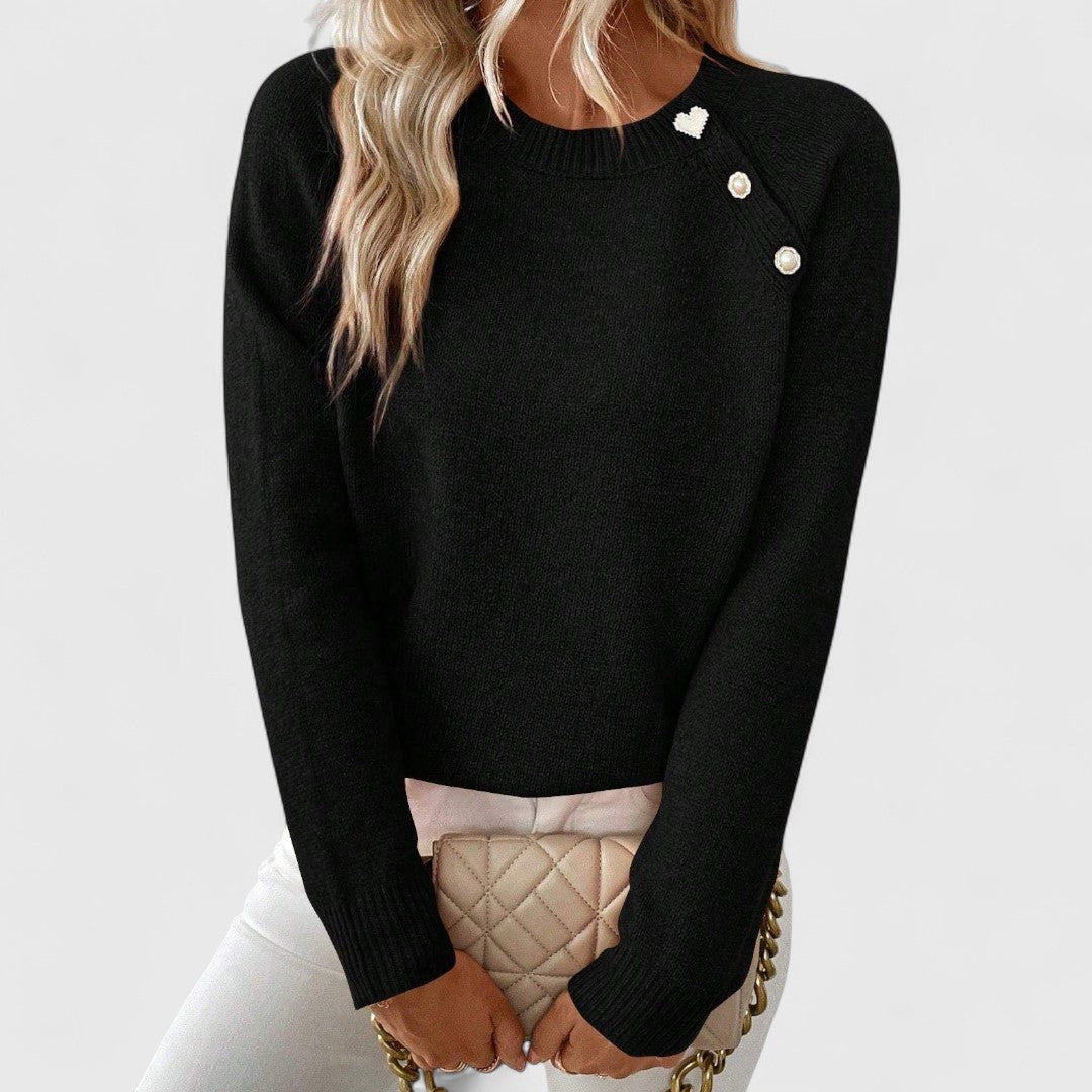 Talyssaen | Women's Brooch Detail Crew Neck Knit Sweater