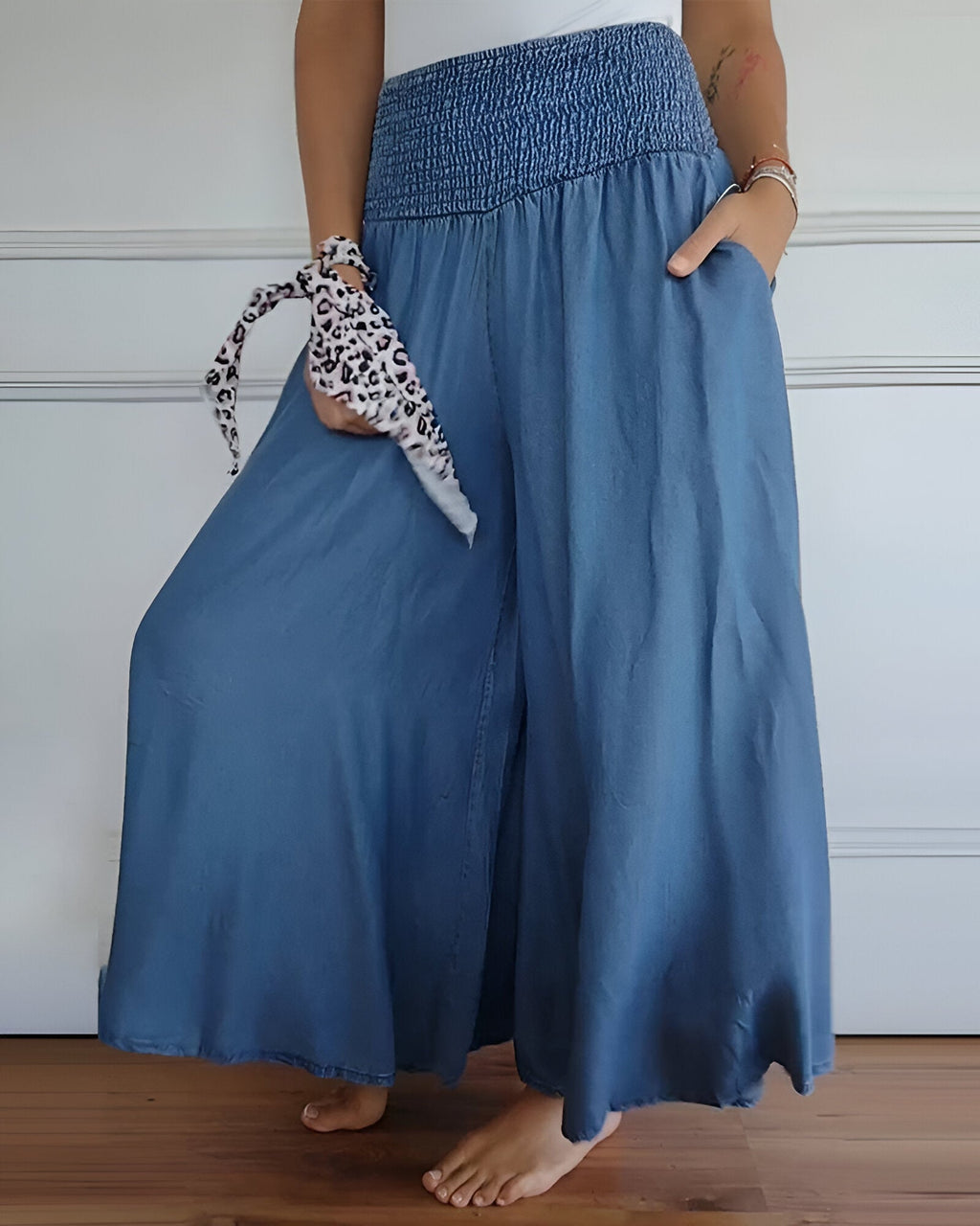 Odette | Women's Smocked Elastic-Waist Wide-Leg Pants