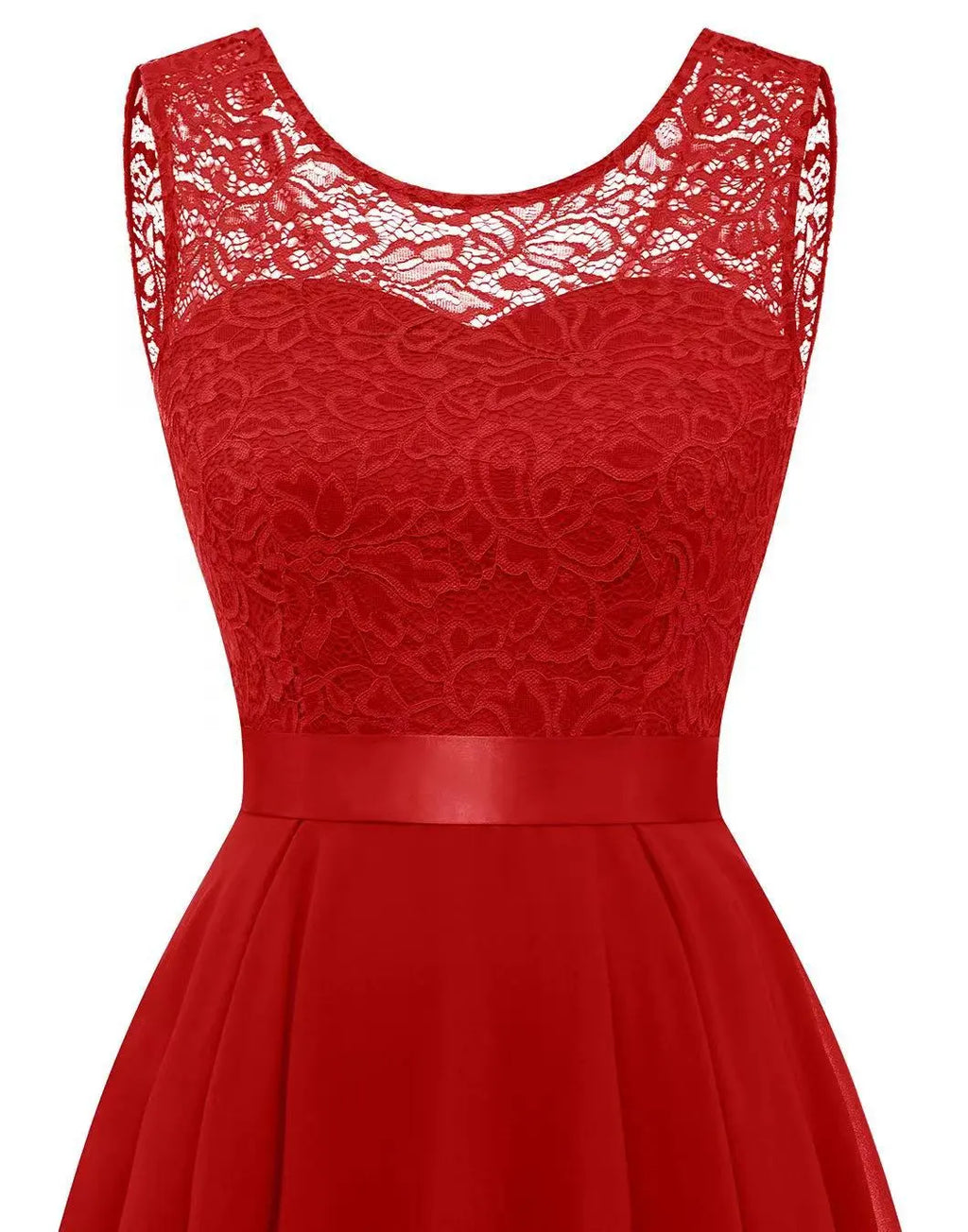 Quistra | Women's Lace Bodice High Low Chiffon Wedding Guest Dress