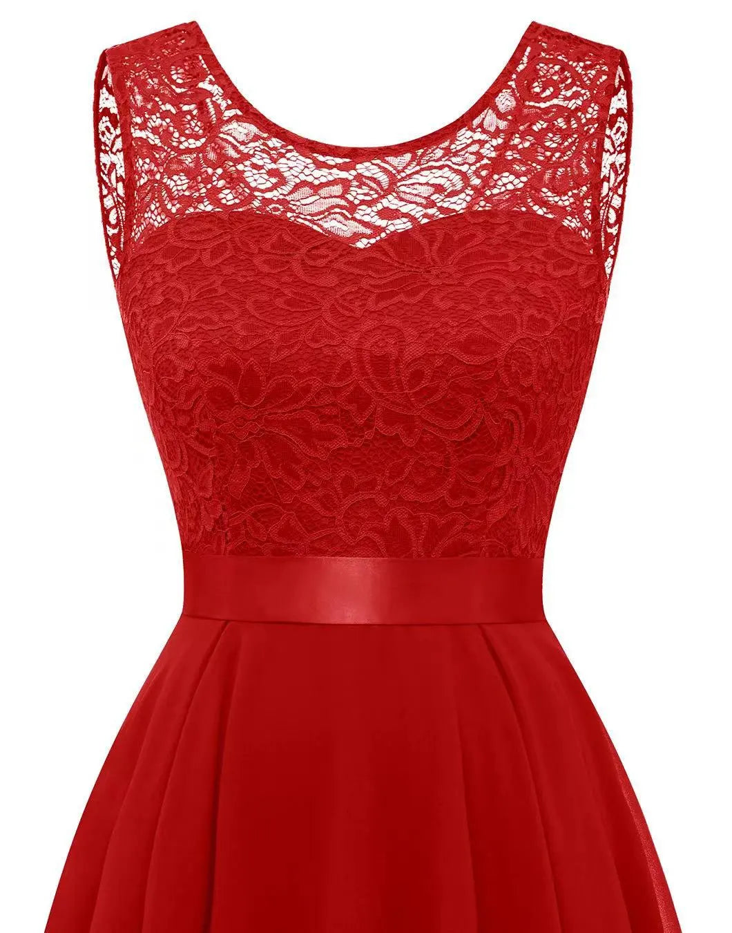 Quistra | Women's Lace Bodice High Low Chiffon Wedding Guest Dress