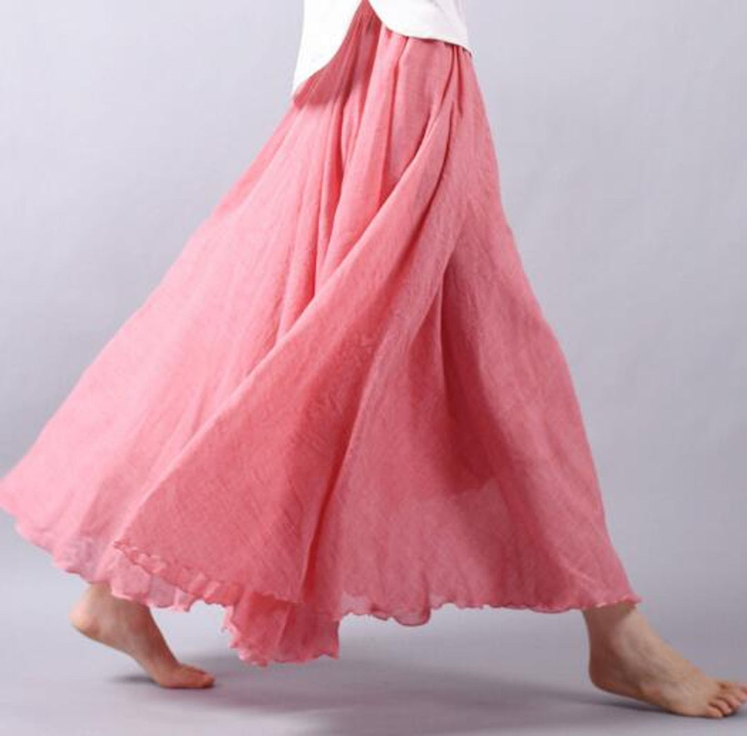 Petronella | Women's Flowy Elastic-Waist Chiffon Maxi Skirt