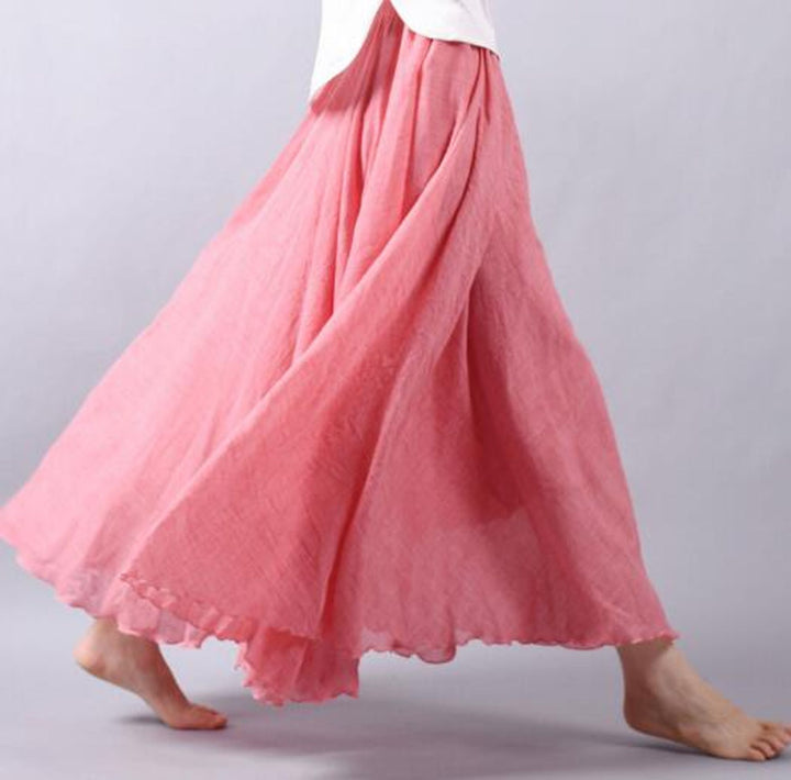Petronella | Women's Flowy Elastic-Waist Chiffon Maxi Skirt