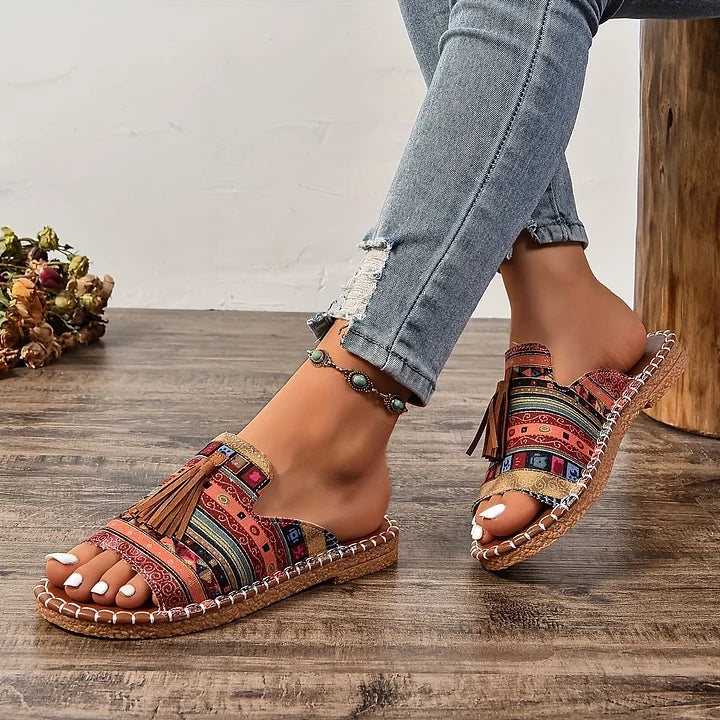 Fionnuala | Women's Boho Tassel Slide Sandals