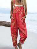 Tamsin | Women's Casual Floral Swirl-Print Dungaree