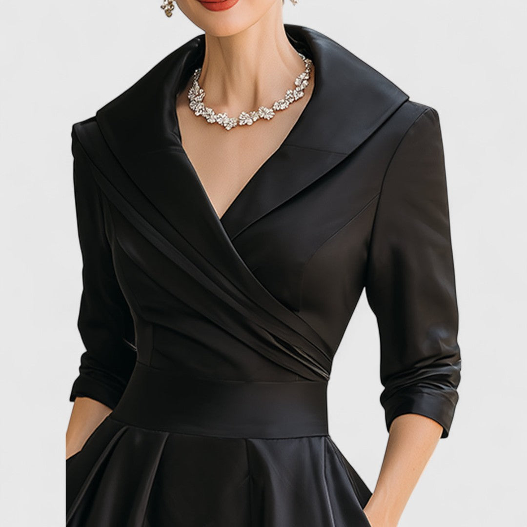 Zaphielle | Women's Elegant V-Neck Midi Dress