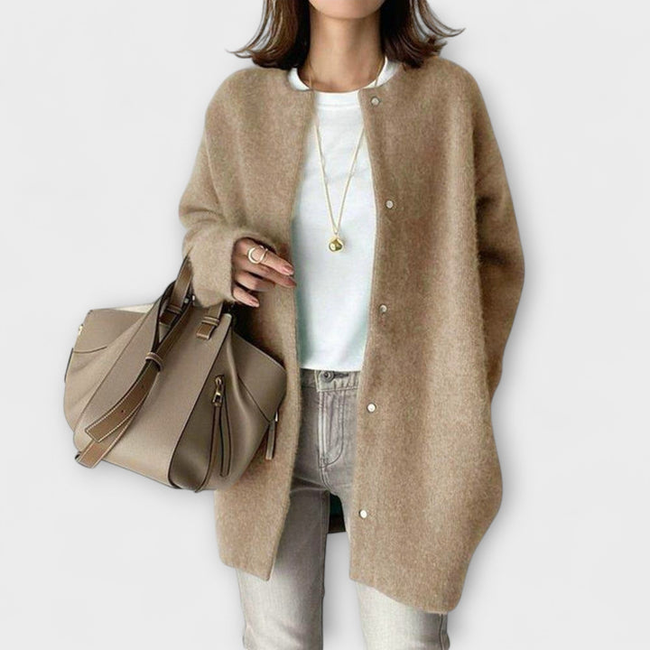 Nolisse | Women's Fluffy Knit Button-Up Relaxed Cardigan Jacket